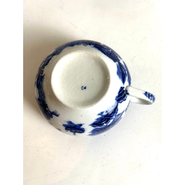 Antique 19th Century English Blue and White Transferware Cups & Saucers Set- 14 Pieces For Sale - Image 4 of 6