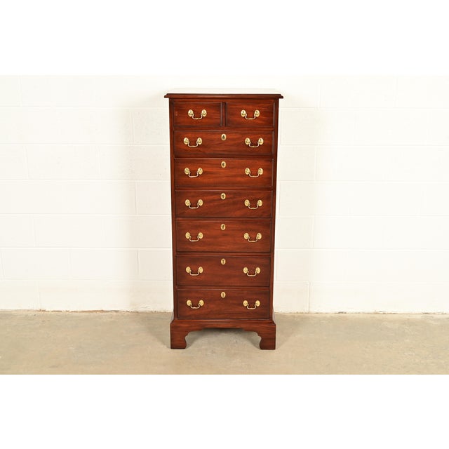An exceptional Chippendale or Georgian style eight-drawer highboy dresser, lingerie chest, or semainier By Henkel Harris...