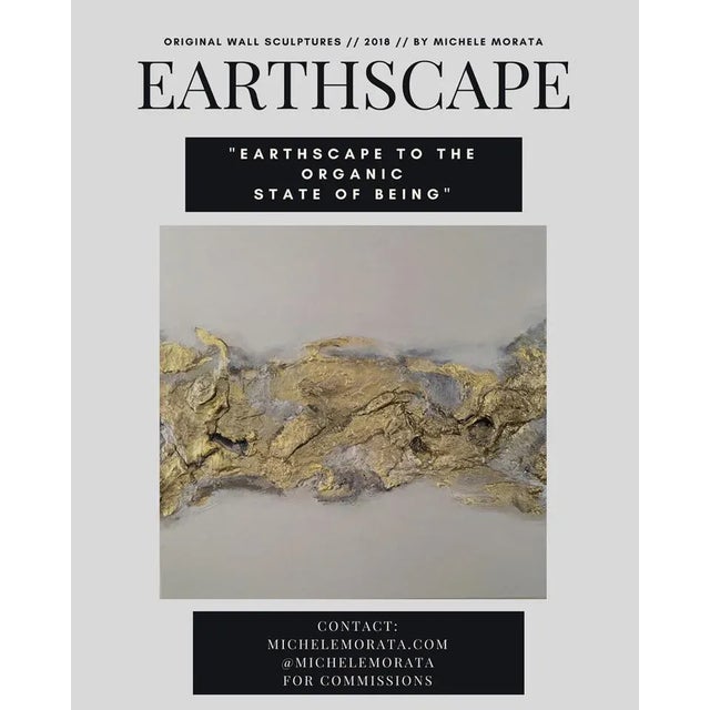 "EarthScape" Original Abstract Wall Sculptures Marble Brass Gold - a Pair For Sale - Image 9 of 11