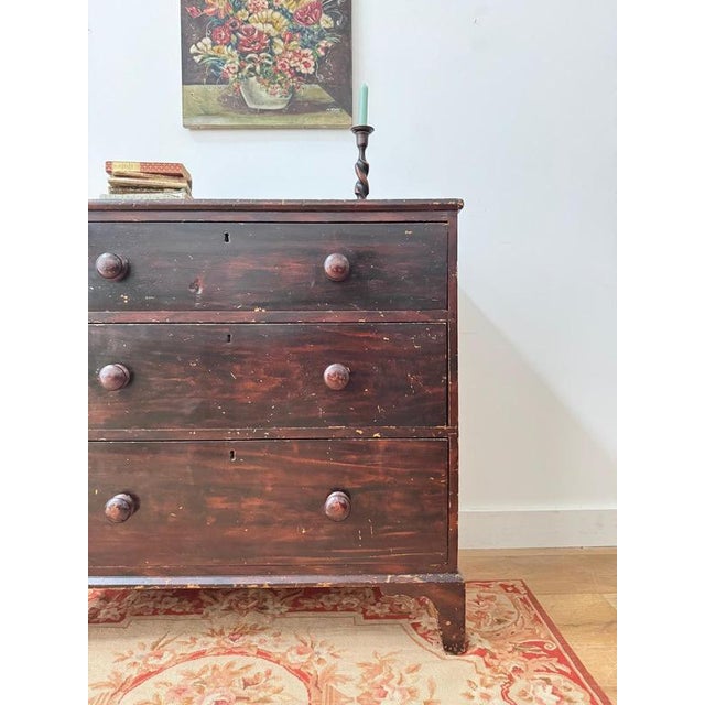 19th Century 19th Century Dark Scumbled Pine Chest of Drawers For Sale - Image 5 of 9