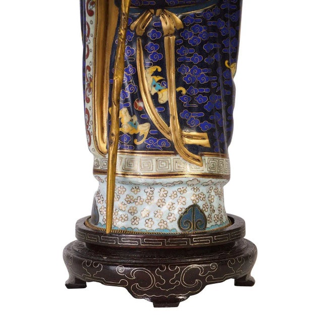 Chinese 20th Century Chinese Antique Cloisonne Longevity Star Statuary For Sale - Image 3 of 13