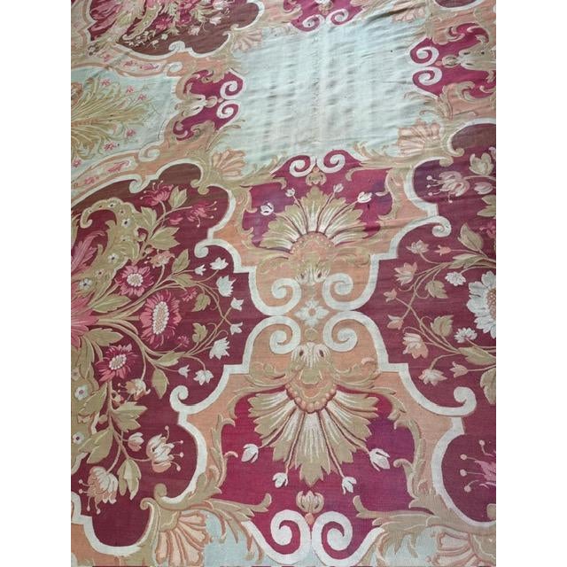 1840s Antique Red Field Medallion Flatweave Wool French Aubusson Gallery Rug For Sale - Image 9 of 12