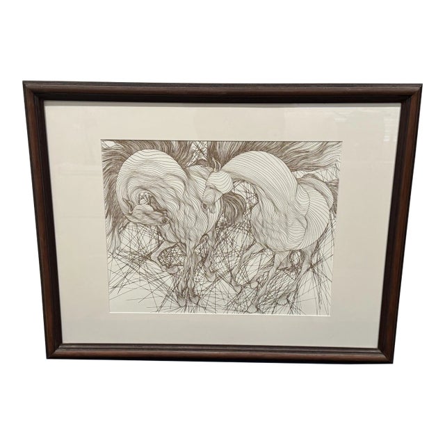 Guillaume Azoulay (1949-) Matted & Framed Original Etching "Encounter" For Sale