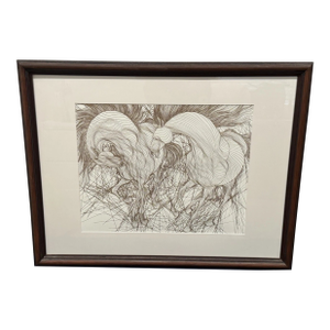 Guillaume Azoulay (1949-) Matted & Framed Original Etching "Encounter"