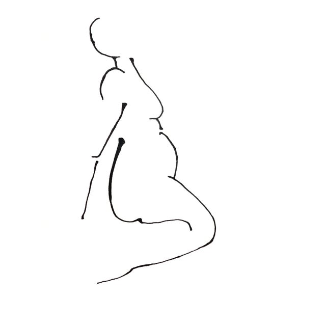 Shabby Chic "French Nude" Modernist Style Figurative Ink Drawing by Martha Holden For Sale - Image 3 of 4