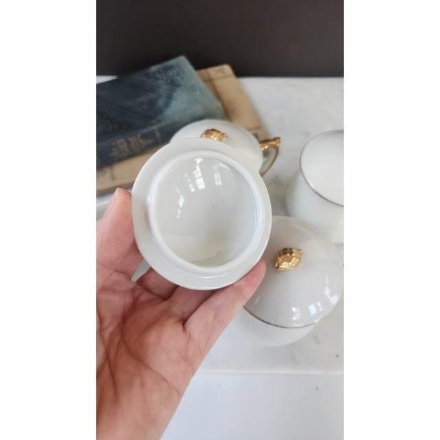 Vintage Strafford White & Gilt Pots De Crème - Set of 4 For Sale - Image 17 of 18