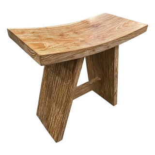 Andrianna Shamaris Minimalist Teak Wood Bench For Sale
