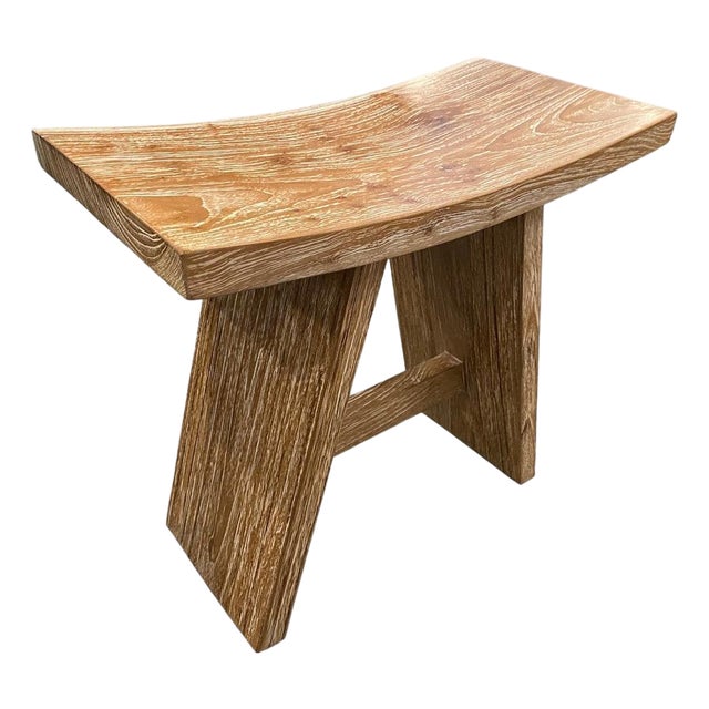 Andrianna Shamaris Minimalist Teak Wood Bench For Sale