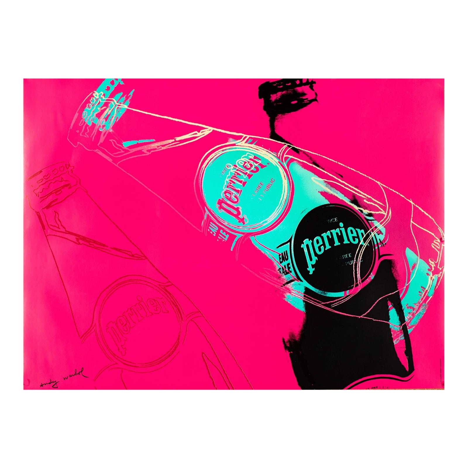 1980s Perrier by Andy Warhol Vintage Pop Art Poster on Linen