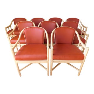 Set of 9 McGuire Rattan & Cane Club Chairs For Sale
