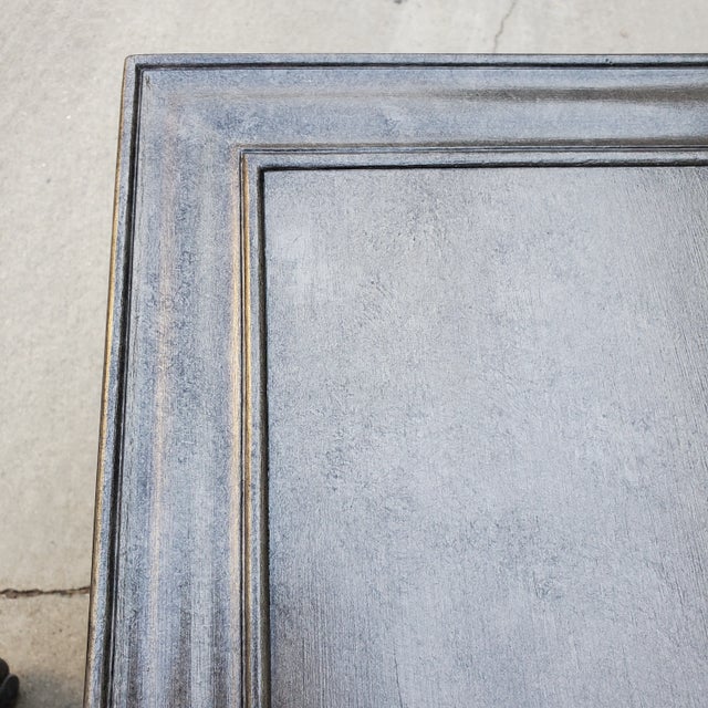 1980s Wood Parsons-Style Console Table Painted Dark Pewter For Sale - Image 10 of 12