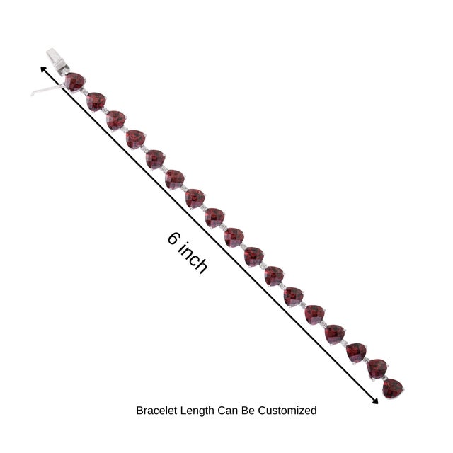 26.55 Ct Natural Red Garnet Statement Tennis Bracelet With Diamonds - Anniversary Gift For Sale - Image 11 of 14