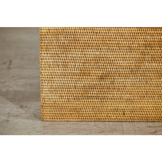 Vintage Country Style Rattan Storage Basket with Side Handles For Sale - Image 10 of 12