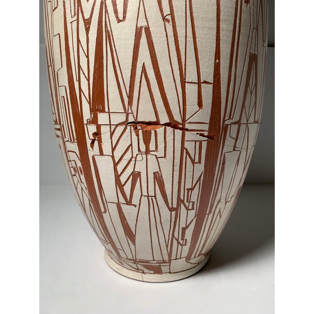 Monumental Theo & Susan Harlander Brooklin Ontario Pottery Cubist Vase For Sale - Image 4 of 5