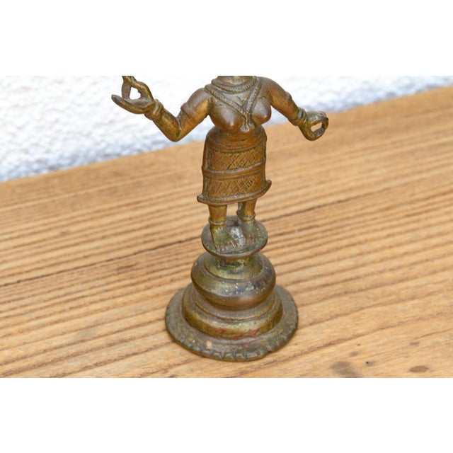 Sun-Warmed Indian Bronze Celestial Dancer Figurine For Sale - Image 4 of 9