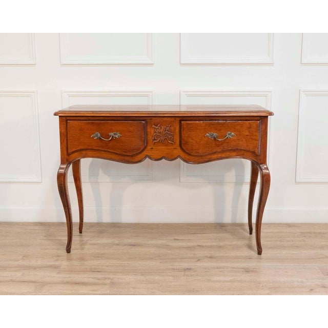 Provençal Walnut Console Table with Two Drawers, Louis XV Style, 20th Century For Sale - Image 10 of 11