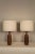 Pair of unusual stoneware lamps. Beautiful Taupe glaze, with circular etching. Giving both depth and texture. Petite in...
