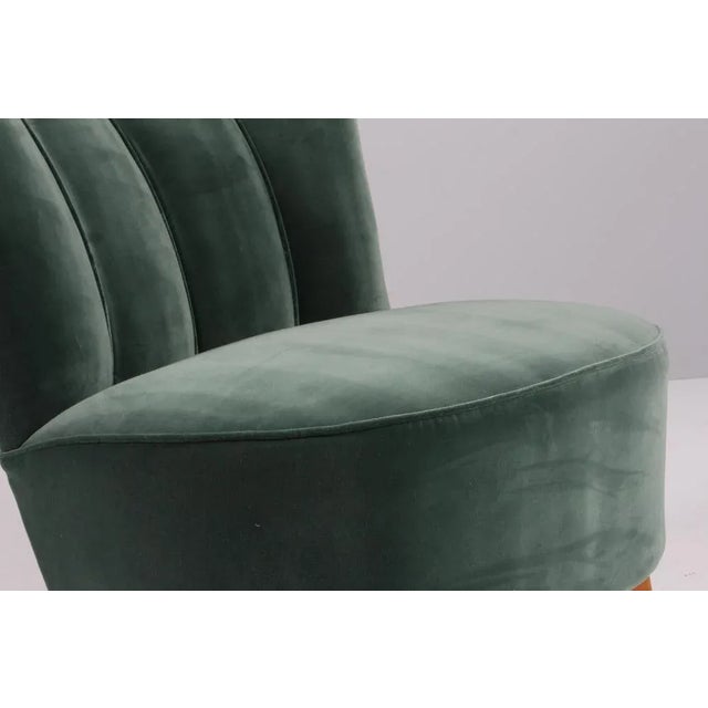 1940s Swedish Cabinetmaker Cocktail Chair with Velvet, 1940s For Sale - Image 5 of 7