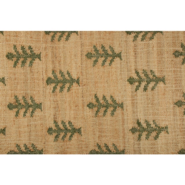 Rug & Kilim Rug & Kilim's Block Print Flatweave Rug in Beige with Green Floral Patterns - 13x19 For Sale - Image 4 of 5