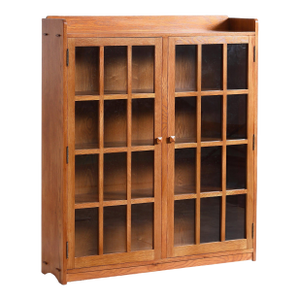 Mission Oak 2 Door Bookcase With Glass Doors - Michael's Cherry
