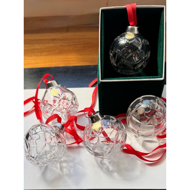 1990s Vintage Tree Ornaments Set of 5 Elegantly Hand Cut Czech Lead Crystal For Sale - Image 5 of 7
