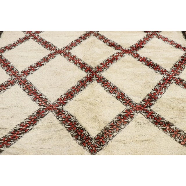 Berber Tribes of Morocco Vintage Berber Beni Ourain Moroccan Rug - 06'11 X 13'03 For Sale - Image 4 of 9