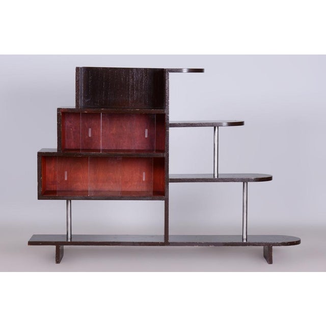 Art Deco Étagère in Oak & Chromed Steel, 1930s For Sale - Image 4 of 9