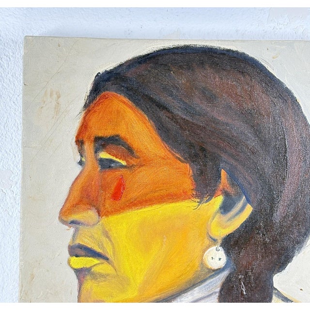 1970s Steve LeBailly Signed Original Oil Painting "Yellow Lodge - Sarcee Indian" For Sale - Image 4 of 9