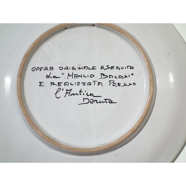 Ceramic Italian Art Ceramic Pottery Plate by Manlio Bacosi Deruta, 1970s For Sale - Image 7 of 8
