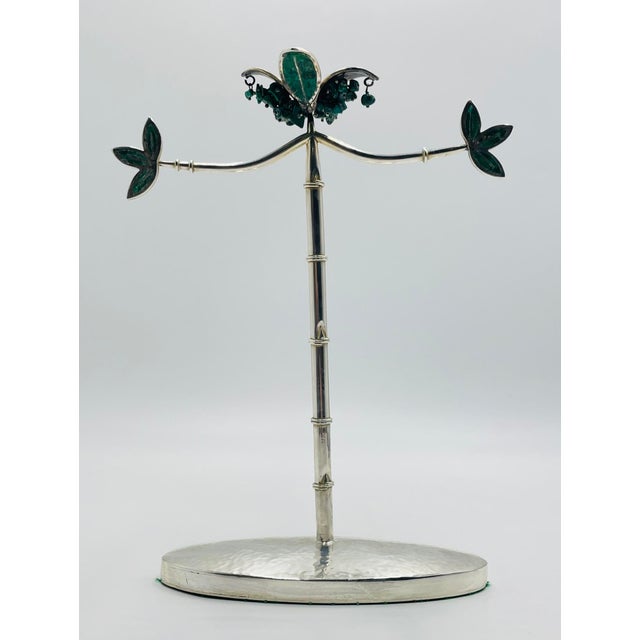 Rare Emilia Castillo Silver-Plated Malachite Jewelry Holder, Mexico, 1980s For Sale - Image 4 of 18