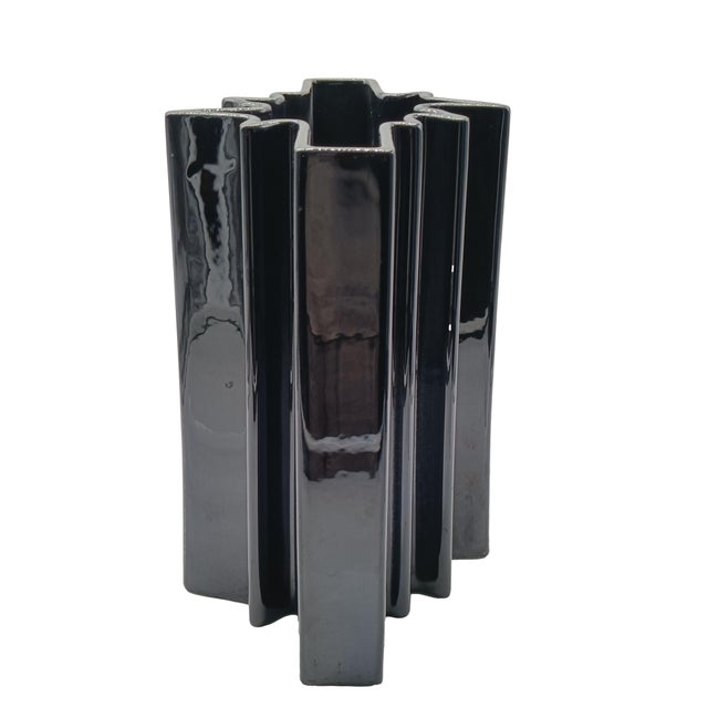 1960s Black Ceramic Vase by Angelo Mangiarotti for F.lli Brambilla, Italy, 1960s For Sale - Image 5 of 9