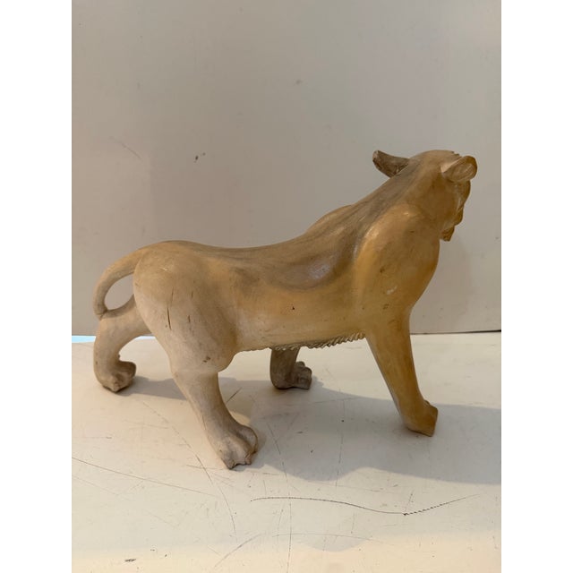 Vintage Hand-Carved Wood Cat Sculpture For Sale - Image 4 of 12