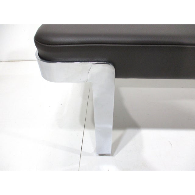 1970s Pace Styled Chrome and Leather Bench by Tri Mark For Sale - Image 5 of 9