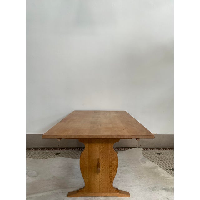 1970s 1970s Oak Trestle-Dining Table, Manner of Henning Kjaernulf For Sale - Image 5 of 17
