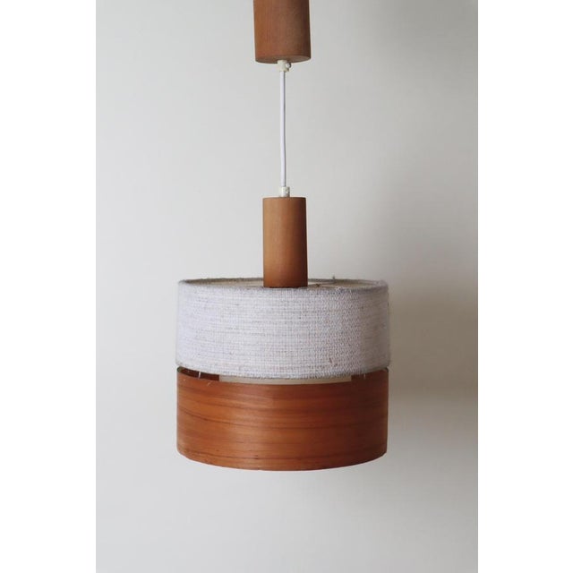 Wood Mid-Century Modern Teak, Chipboard and Wool Pendant Lamp, 1960s For Sale - Image 7 of 10