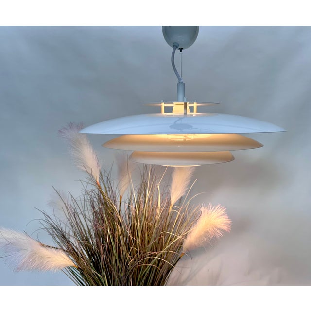 White Large Modern Danish Hanging Lamp with Spherical Aluminum Lampshade, 1980s For Sale - Image 8 of 18