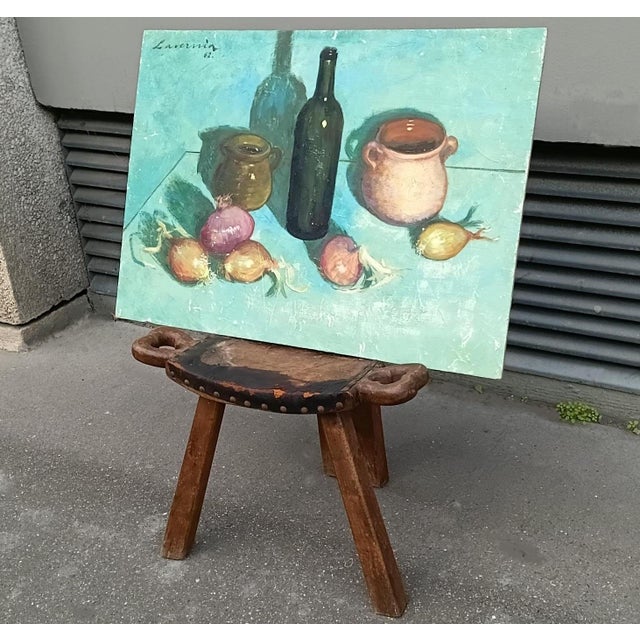 1960s Large French Original Oil Painting 1962 by Angelina Lavernia For Sale - Image 5 of 11