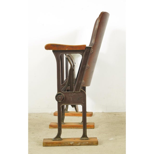Brown Vintage Folding Theater Seats Unit For Sale - Image 8 of 12