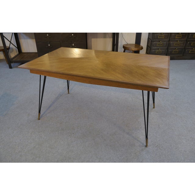 Italian Oak Table with Cast Iron and Bronze Legs, 1960s For Sale - Image 13 of 13