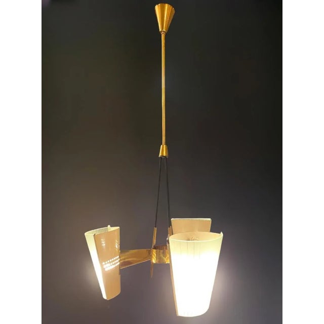 Brass 1960s Midcentury Pendant by Stilnovo For Sale - Image 8 of 9