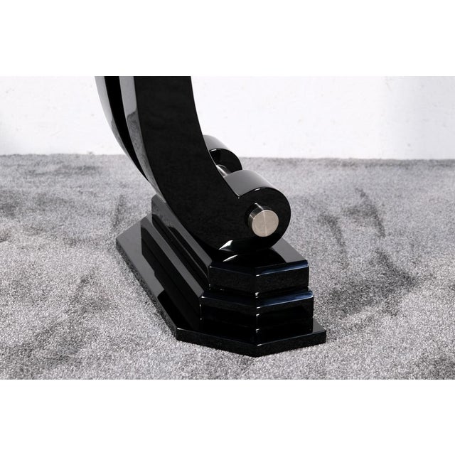 Black Art Deco Console in Black High-Gloss Lacquer with Chrome, 1930s For Sale - Image 8 of 9