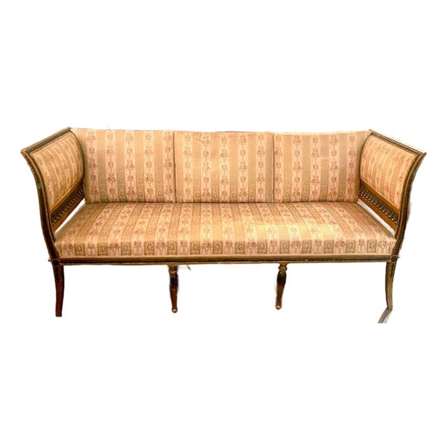 19th C. Swedish Carved and Painted Settee For Sale