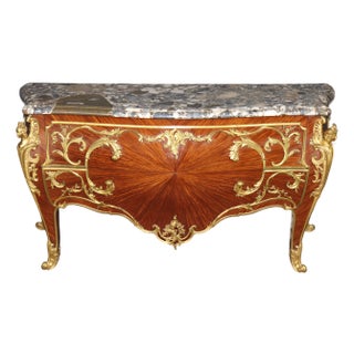 Palatial 19th C. Louis XV Bronze Mounted Figural Marble Top Commode by Rosel For Sale