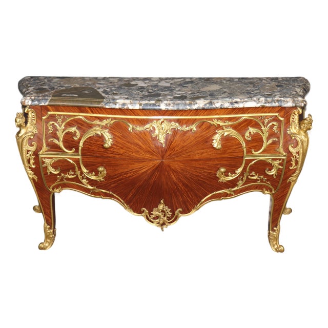 Palatial 19th C. Louis XV Bronze Mounted Figural Marble Top Commode by Rosel For Sale