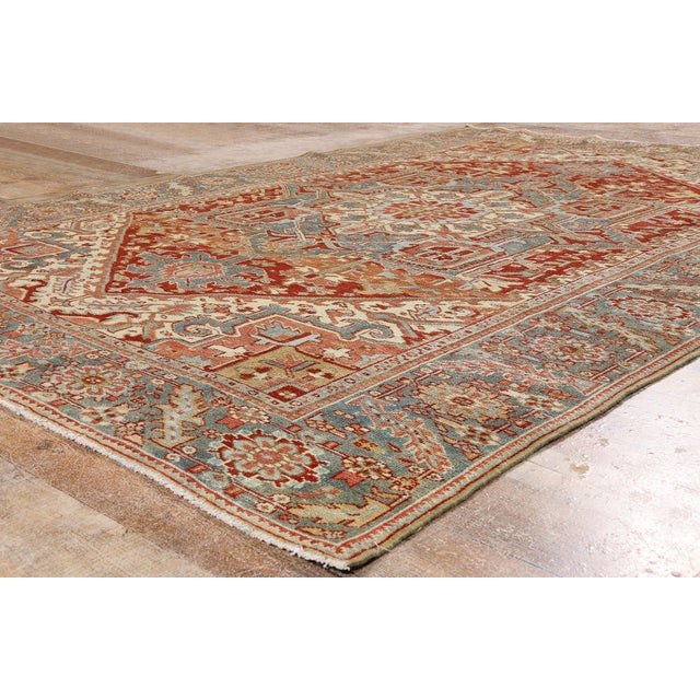 Red Antique Persian Heriz Rug, 07'01 X 10'02 For Sale - Image 8 of 10