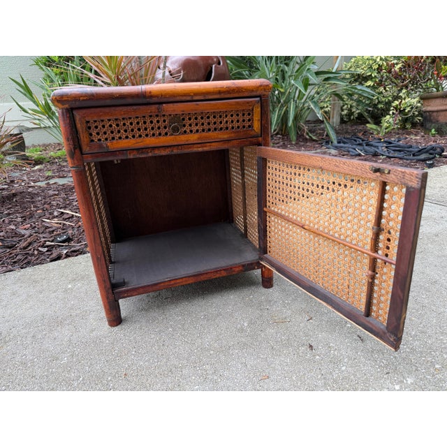 Vintage Burnt Bamboo and Cane Accent Cabinet For Sale In Naples, FL - Image 6 of 11