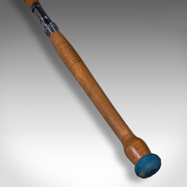 Wood Vintage 2 Fishing Rod Case, Japanese, Bamboo, 11ft, 8ft, Champion, Mid Century For Sale - Image 7 of 12