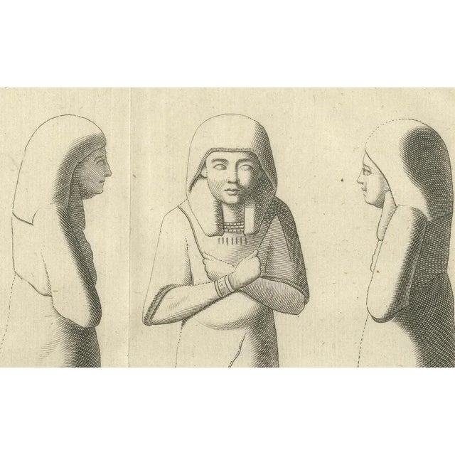 Egyptian Shabti Figurine Depicted from Three Angles, c.1776 This antique engraving, Plate LXXVI, presents a detailed study...