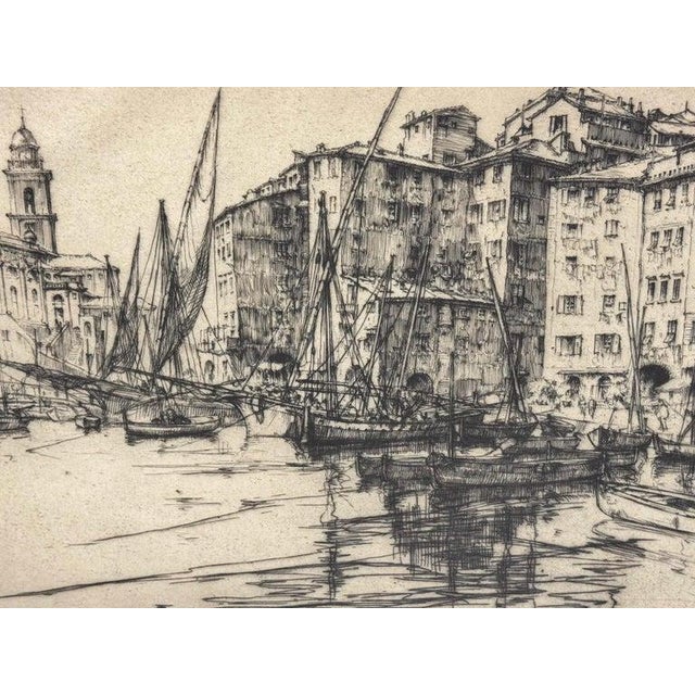 Paper Ernest David Roth Early 20th Century Etching Titled "Shipping - Camogli" For Sale - Image 7 of 12