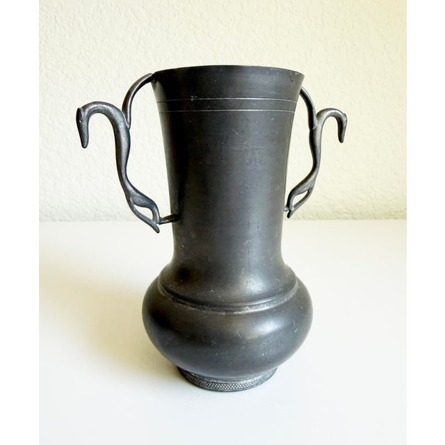 Gray Art Deco Pewter Vase With Greyhound Handles For Sale - Image 8 of 11